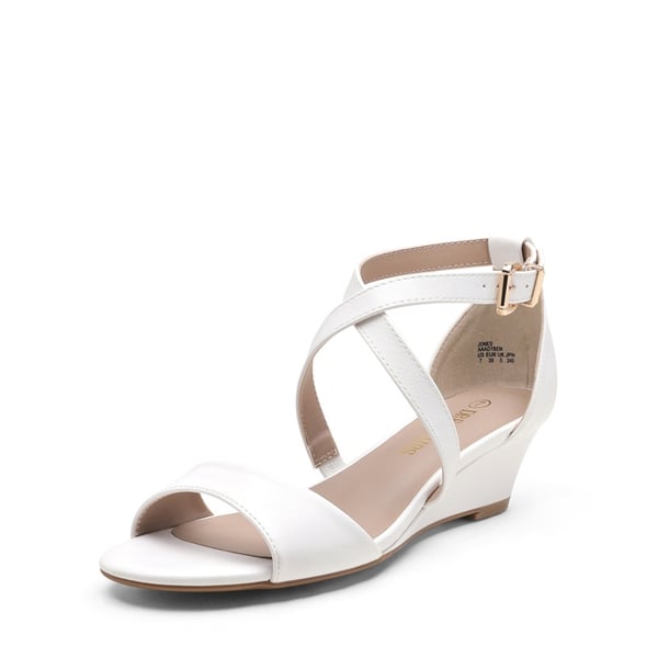 Open Toe Low Heel Wedge Sandals - WHITE PU -  0